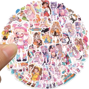 50 pieces of waterproof cartoon girl stickers for laptops and skateboards decoration
