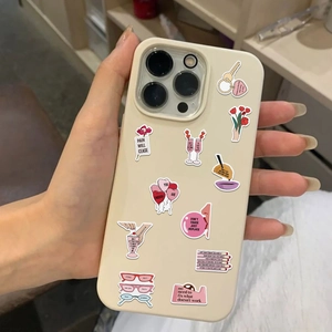 Custodia iPhone Pro bianco crema con citazioni motivazionali in inglese e disegni di tulipani