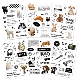 Détail des autocollants de collage avec animaux et objets vintage pour décoration DIY