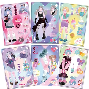 Lot de six autocollants de mode fille style Y2K pour journaux DIY et décoration de cartes