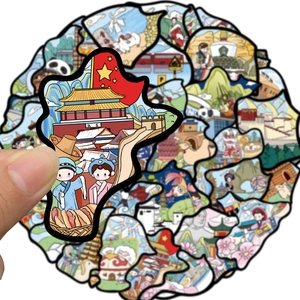 Set di 40 adesivi da viaggio creativi sulla Cina con monumenti come la Grande Muraglia Cinese