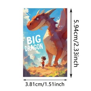 Dimensions détaillées de l'autocollant dragon avec hauteur 5.94cm et largeur 3.81cm