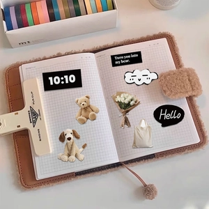 Lot de stickers collages esthétiques coréens avec ours et fleurs pour scrapbooks