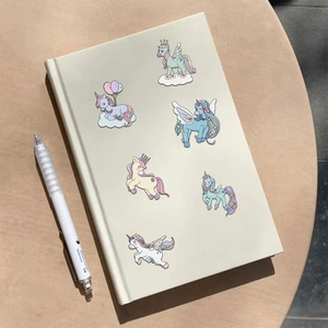 Set of 6 cute unicorn stickers in pastel colors for DIY decoration and creative crafts