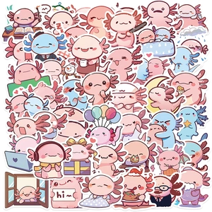 Autocollants Imperméables Cartoon Axolotl pour Ordinateur Guitare Bagage Décalcomanies PVC Mats pour Journal Scrapbooking Décoration DIY