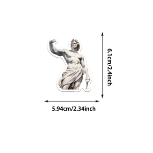 Detailed dimensions of artistic Greek sculpture sticker for laptop and phone decoration