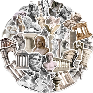 Classic Greek and Roman sculpture stickers set featuring David, Venus and ancient temples