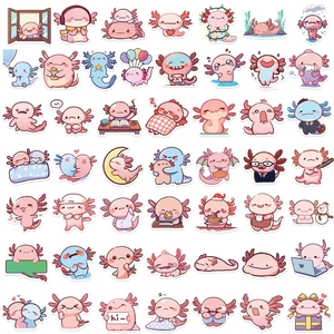 Lot de 50 autocollants axolotl mignons pour ordinateur et guitare stickers étanches en vinyle