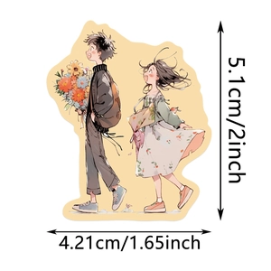 Spécification détaillée de la taille de l'autocollant couple mesurant 5,1cm x 4,21cm