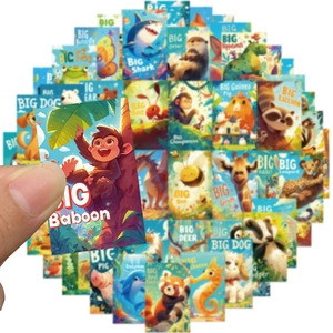 Lot de 50 autocollants d'animaux pour enfants avec des illustrations éducatives vives