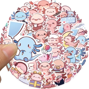 Lot de 50 autocollants axolotl mignons et étanches pour journaux DIY et ordinateurs