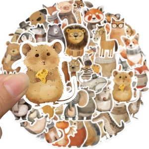 Hand-painted waterproof animal stickers set for DIY journals and travel luggage decor