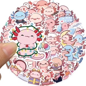 Lot de 50 autocollants axolotl rose mignon pour décoration de portable et guitare