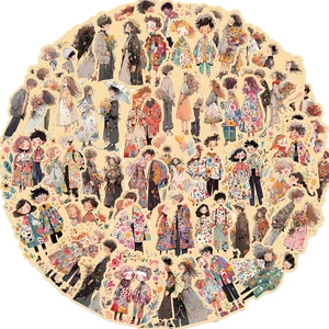 Gros plan de divers autocollants de personnages de dessins animés pour décoration DIY