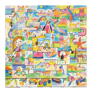 Autocollants Graffiti Dessin Animé PVC Imperméable Animaux Dessinés à la Main Décoration pour Gourde Ordinateur Scrapbook Enfants
