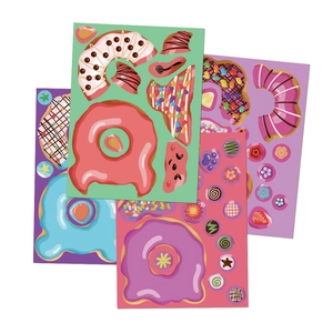 Set of colorful cartoon donut DIY decorative stickers for creative children puzzle projects