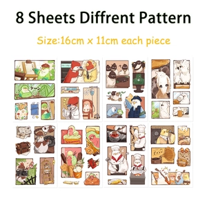 Set of 8 waterproof cartoon bird stickers for laptops and phone cases with artistic themes