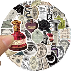 50 pieces of Gothic apothecary potion stickers for skateboards and laptops