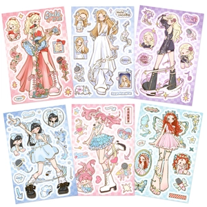Cartoon Girl Stickers Matte PVC Waterproof DIY Decorative Decals For Scrapbooking Phone Case Laptop Journal Art Supplies