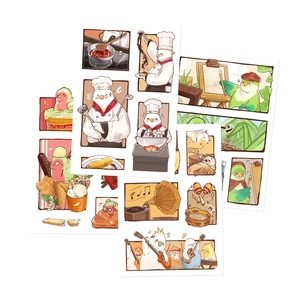 Cartoon bird stickers set featuring artistic bird characters for laptop and water bottles