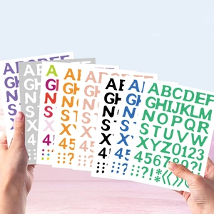 Set of 8 colorful English letter and number collage stickers for DIY phone cases and journals
