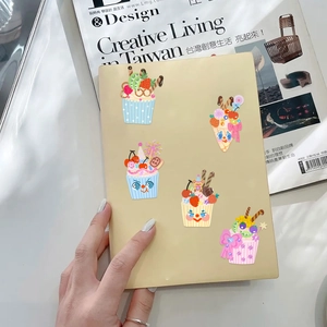 Set of 5 colorful cartoon cupcake stickers on notebook cover for kids DIY craft decor