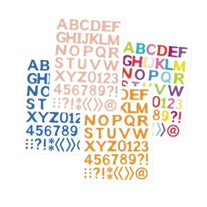 Set of colorful alphabet and number stickers for DIY crafts and phone case decoration