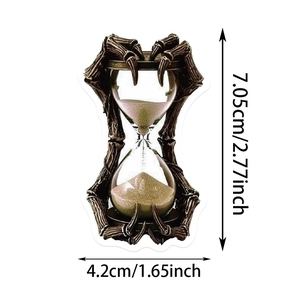 Gothic hourglass with dark bone claw stand showing 7.05cm height and 4.2cm width