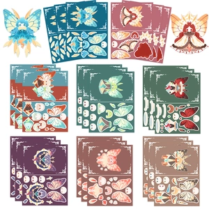 Butterfly Totem DIY Scrapbooking Stickers 8 Sheets PVC Waterproof Cartoon Elf Fairy Decals For Journal Phone Case Laptop Decoration