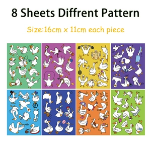 Set of 8 cute cartoon goose stickers for DIY luggage and laptop decor, 16x11cm per sheet