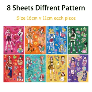 Set of 8 waterproof Japanese anime girl collage stickers for DIY scrapbooking and laptops