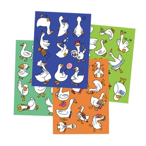 Cartoon goose sticker set for DIY laptop and journal with various funny characters
