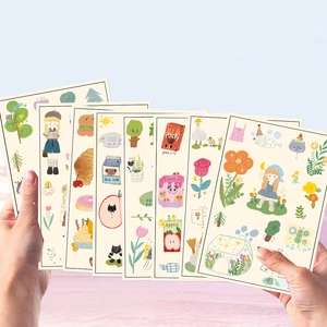 Detailed view of hand-held Korean cartoon waterproof stickers for DIY craft decoration