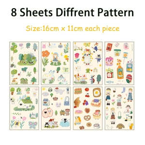 Set of 8 cute cartoon waterproof stickers for DIY phone cases and helmets 16x11cm