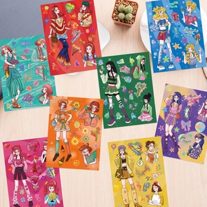DIY anime girl stickers for phone case and laptop, waterproof Japanese collage set of 8 pieces