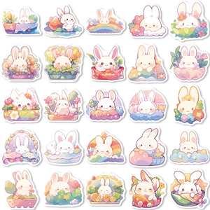 50 autocollants de lapin arc-en-ciel mignons pour journaux DIY et ordinateurs portables
