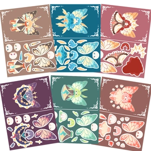 Macro view of six waterproof DIY butterfly stickers for scrapbooking and phone cases