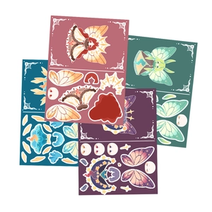 DIY butterfly totem collage stickers for phone and laptop in four gradient colors