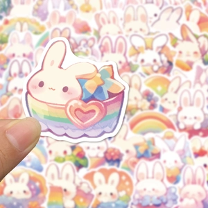Autocollant lapin arc-en-ciel mignon pour scrapbooking et décoration de bricolage