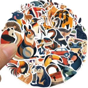 50 pieces of colorful cartoon animal art stickers for decorating laptops and suitcases