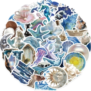 Adesivi Tema Oceano Stile Ins Impermeabile Blu Sirena Vita Marina Decalcomanie Per Bagagli Borraccia Laptop Telefono DIY Decor
