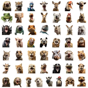 Lot de 56 autocollants animaux réalistes drôles pour ordinateur et bagages, vinyle étanche