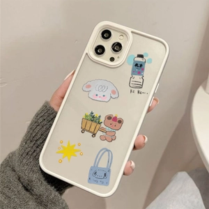 Korean style cute cartoon dog and bear pattern clear phone case for iPhone series