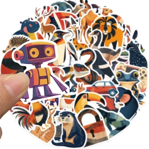 50pcs colorful cartoon animal stickers made of waterproof PVC for laptop decoration