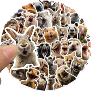 Lot de 50 autocollants animaux drôles qui crient pour ordinateur portable et skate