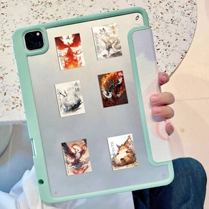 Set di 6 adesivi con creature mitiche cinesi per decorare iPad e computer