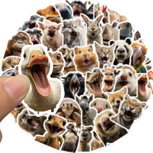 50 stickers animaux réalistes rigolos en PVC étanche pour ordinateur et bagages