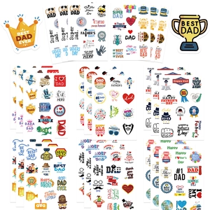 Waterproof PVC Father's Day Stickers For Laptop Water Bottle DIY Decorative Cartoon Stickers For Best Dad Gift