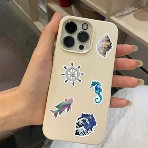 Adesivi blu oceano stile Ins con motivi di cavalluccio marino e conchiglia per DIY