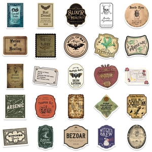 Set of 50 waterproof cartoon magic potion labels for luggage and laptop stickers